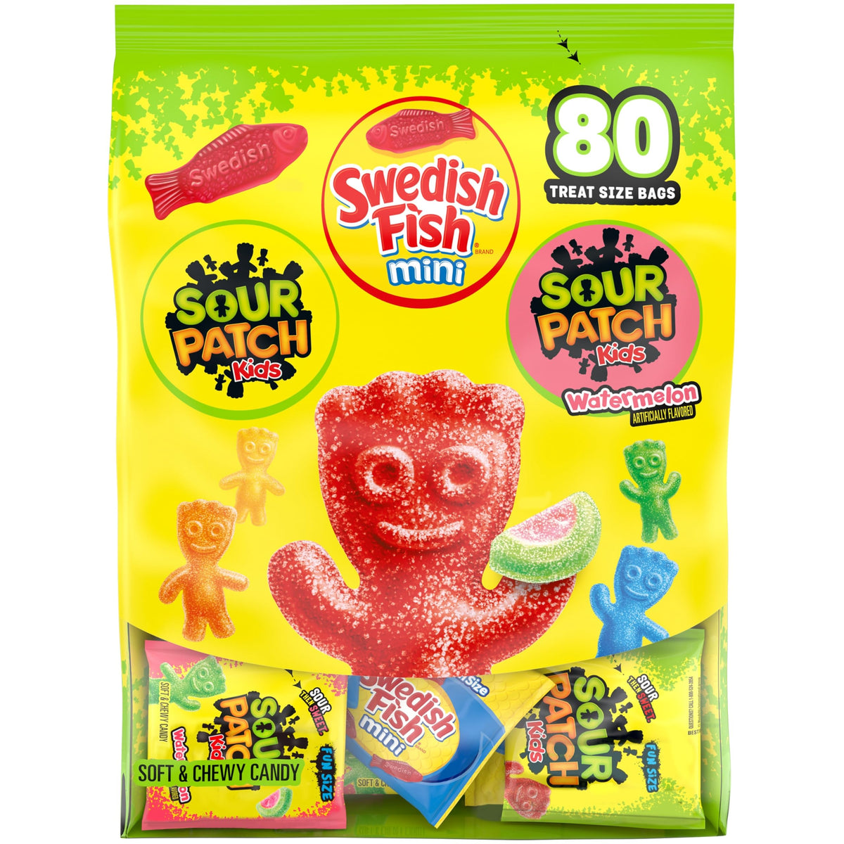 Sour Patch Kids mini candies in a colorful bag, ideal for sharing.