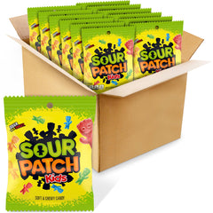 Sour Patch Kids Original front pack shows iconic kid shapes and bright fruit flavors.