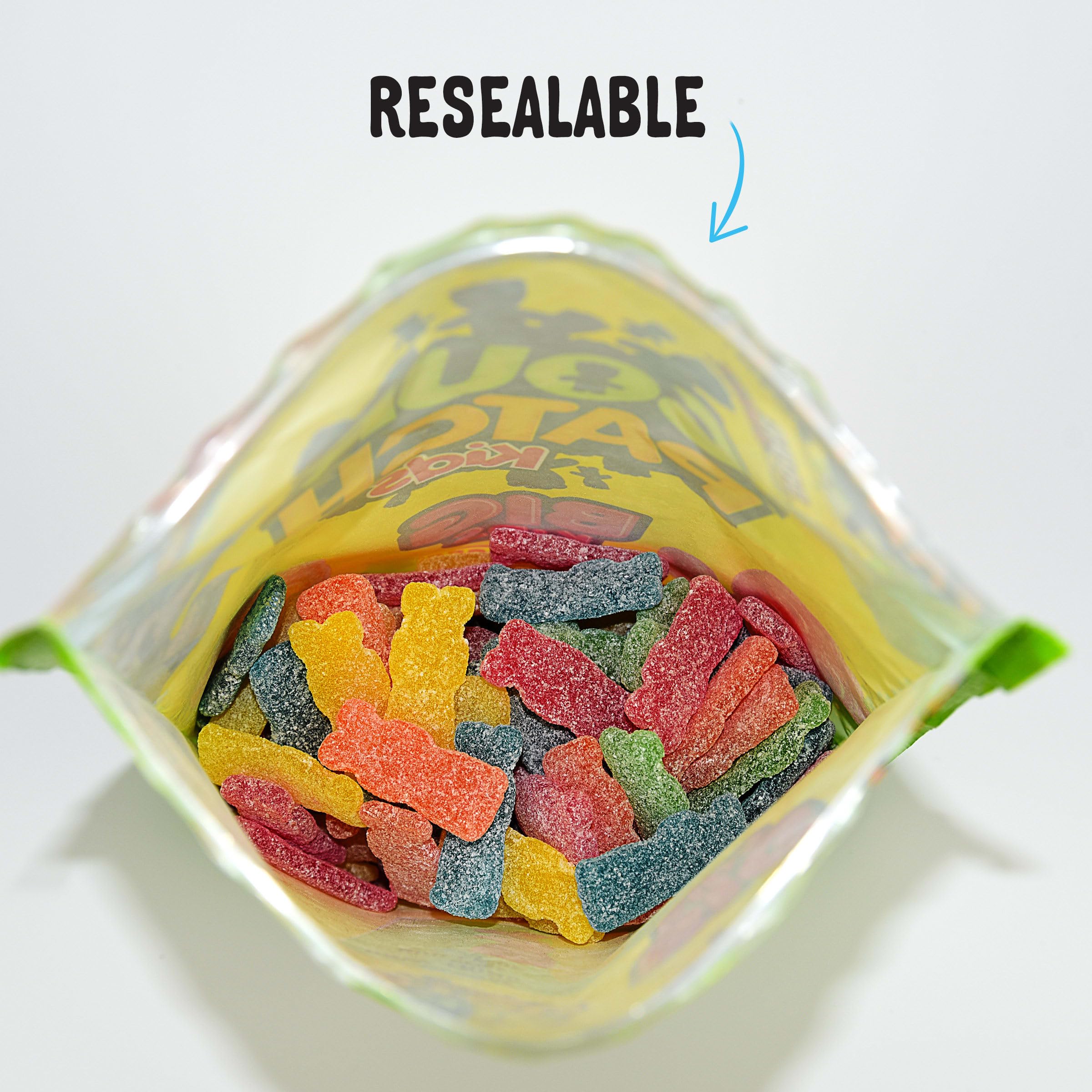 Party favors idea with Sour Patch Kids in a decorative bowl.