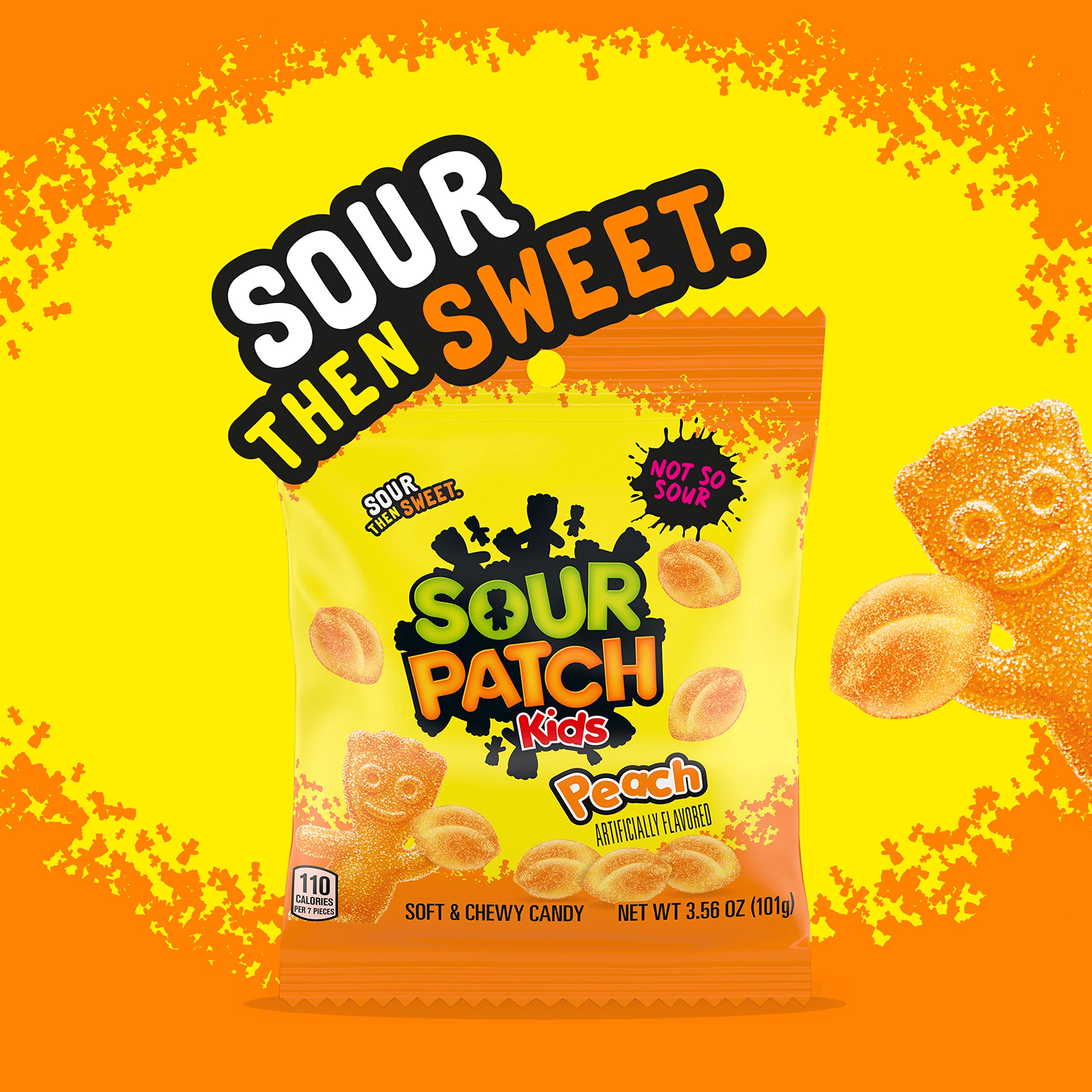 Sour Patch Kids Peach candy bowl display for holiday and game night
