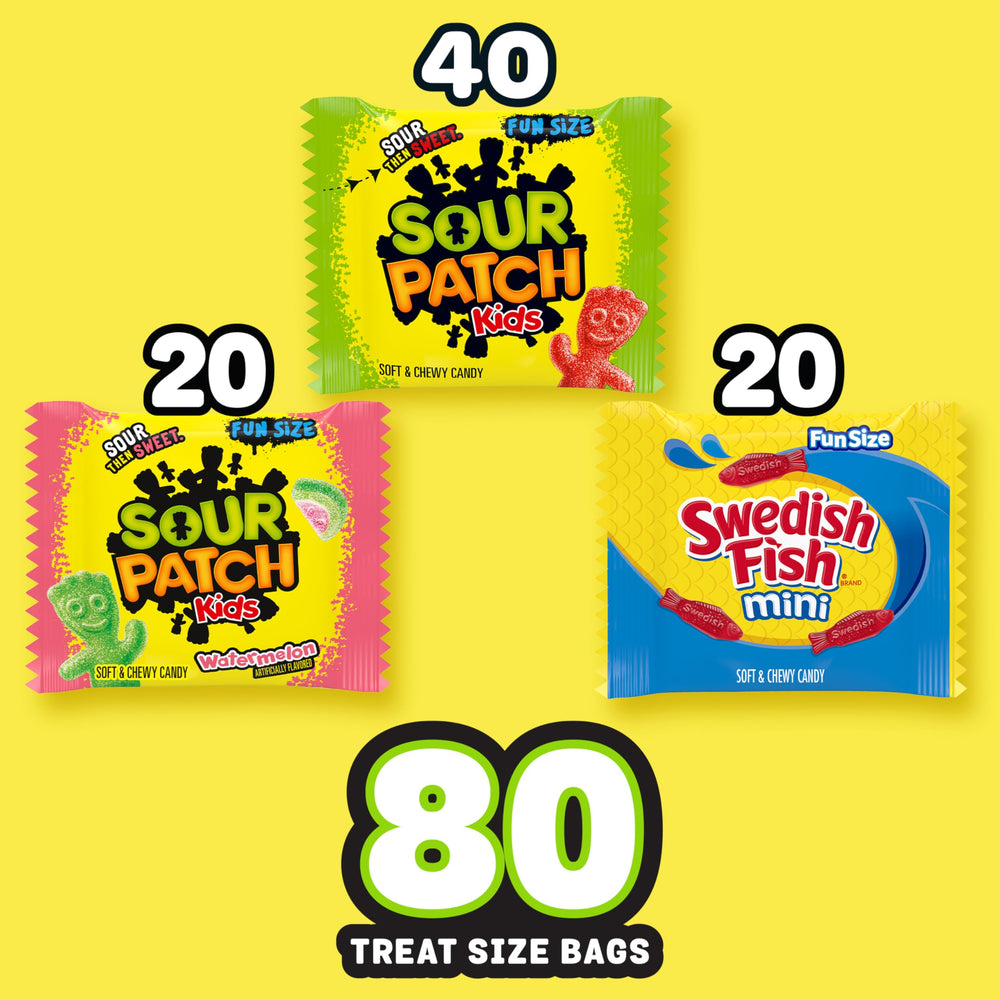 Sour Patch Kids mini shapes showcase playful color, ideal for party favors.