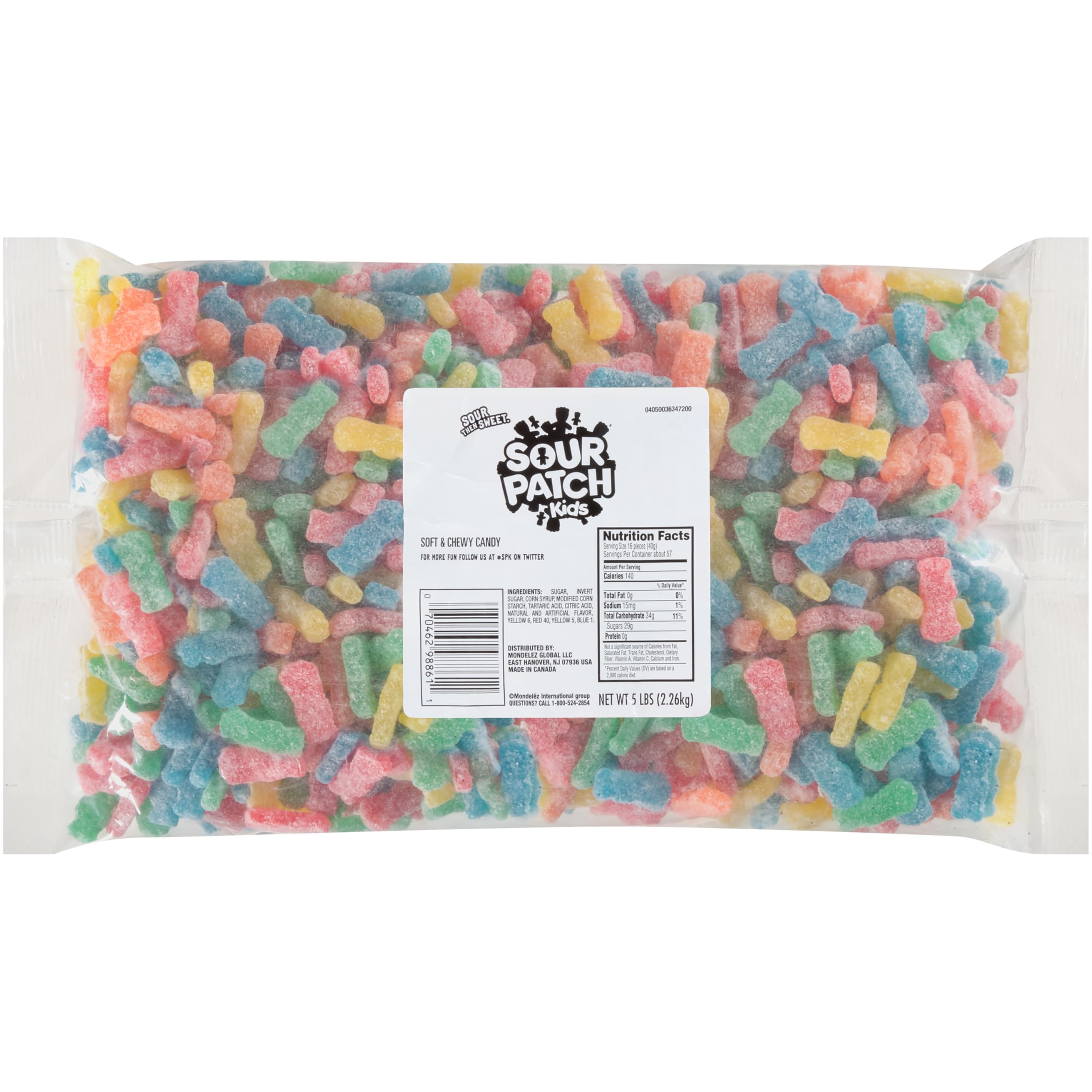 SOUR PATCH KIDS soft chew bag close-up showing bulk snack option.