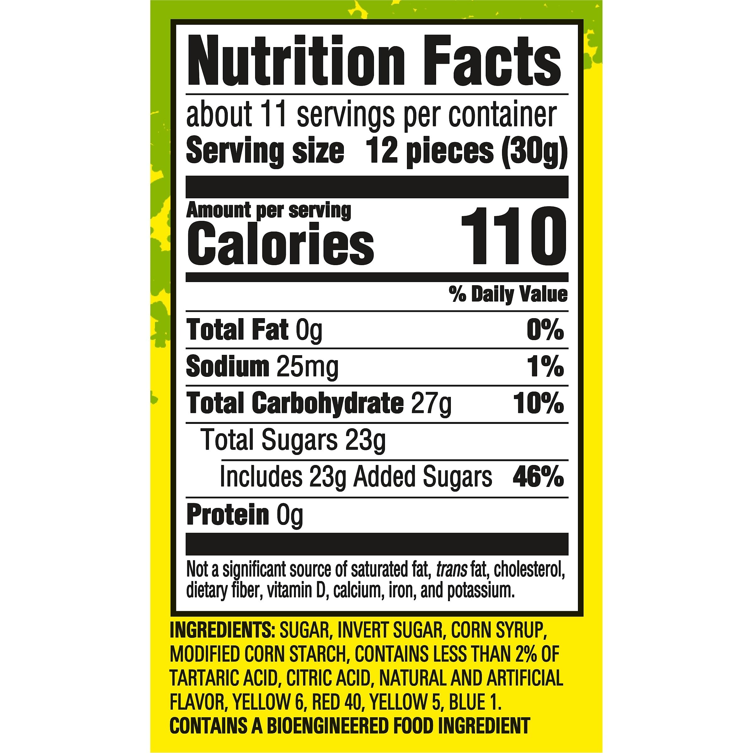 Sour Patch Kids bag back view highlighting packaging details.