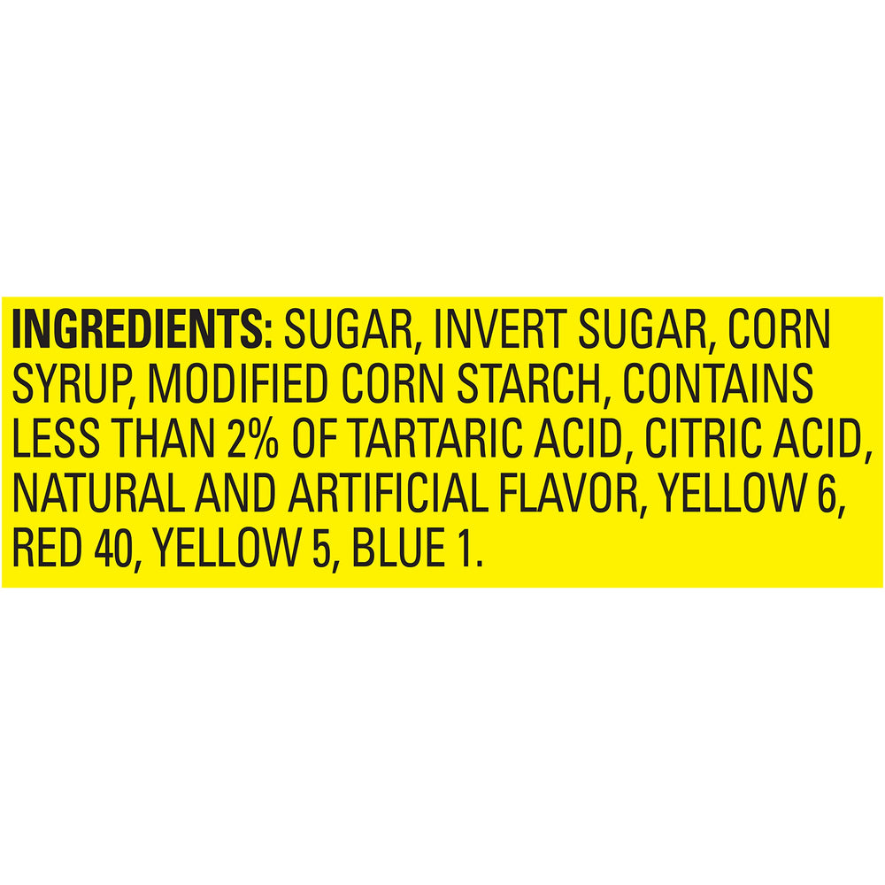 Sour Patch Kids candies in bag show assorted fruit flavors.