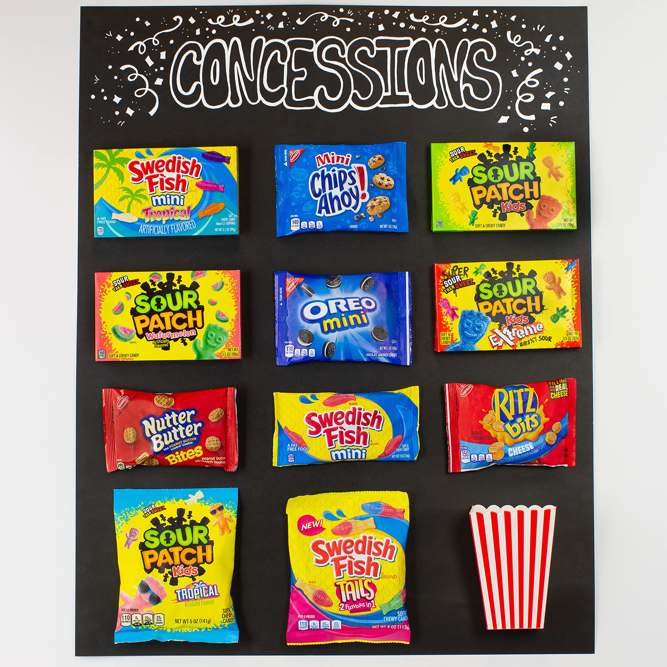 Sour Patch Kids in backpack setting ready for on-the-go snacking.