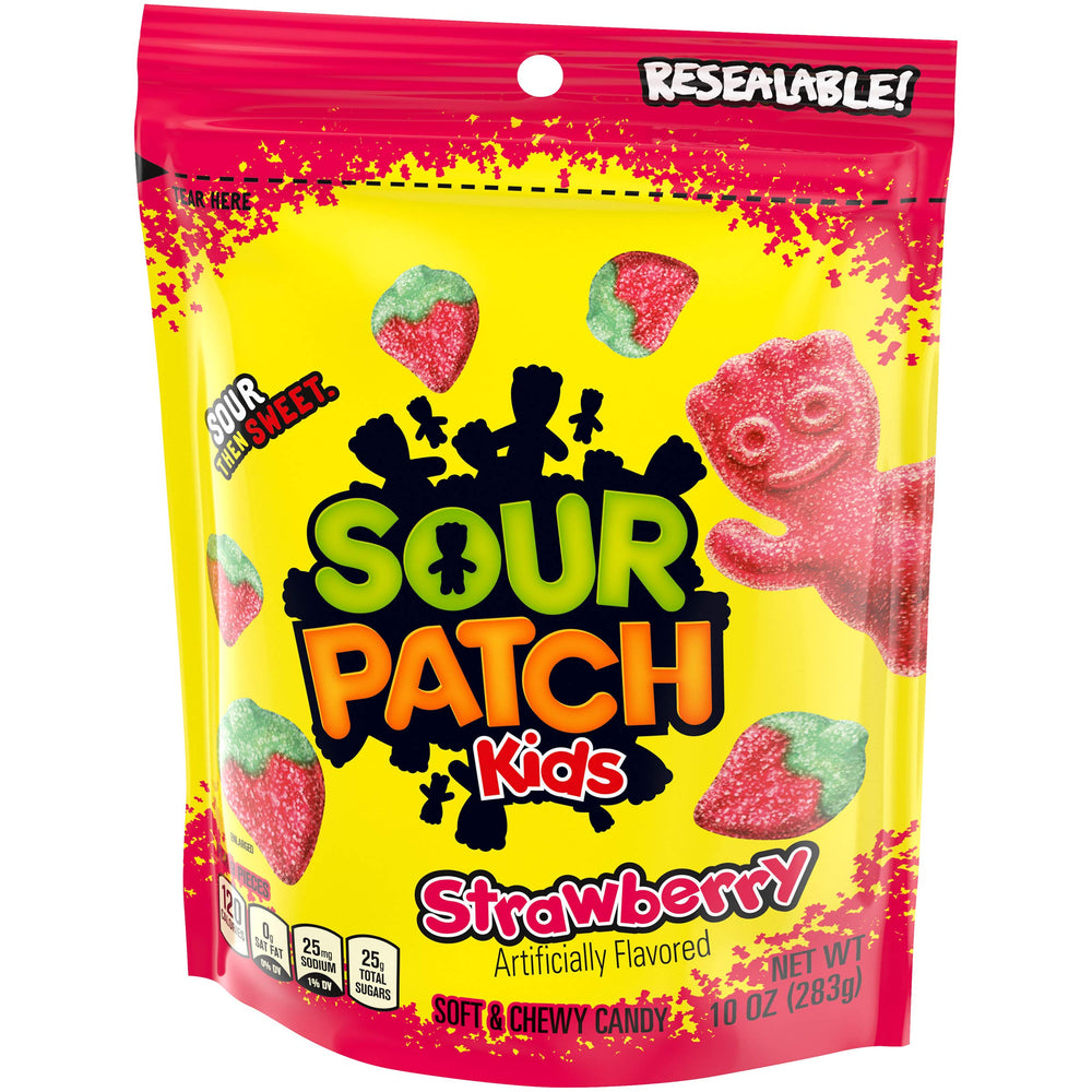 Sour Patch Kids Strawberry snacks ideal for road trips.