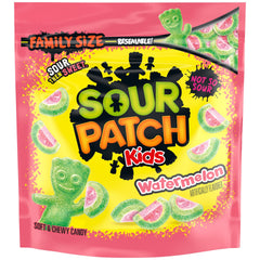 Sour Patch Kids Watermelon candy bag front, ideal for sharing at parties.