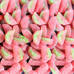 Sour Patch Kids Watermelon pink-green slices look playful.