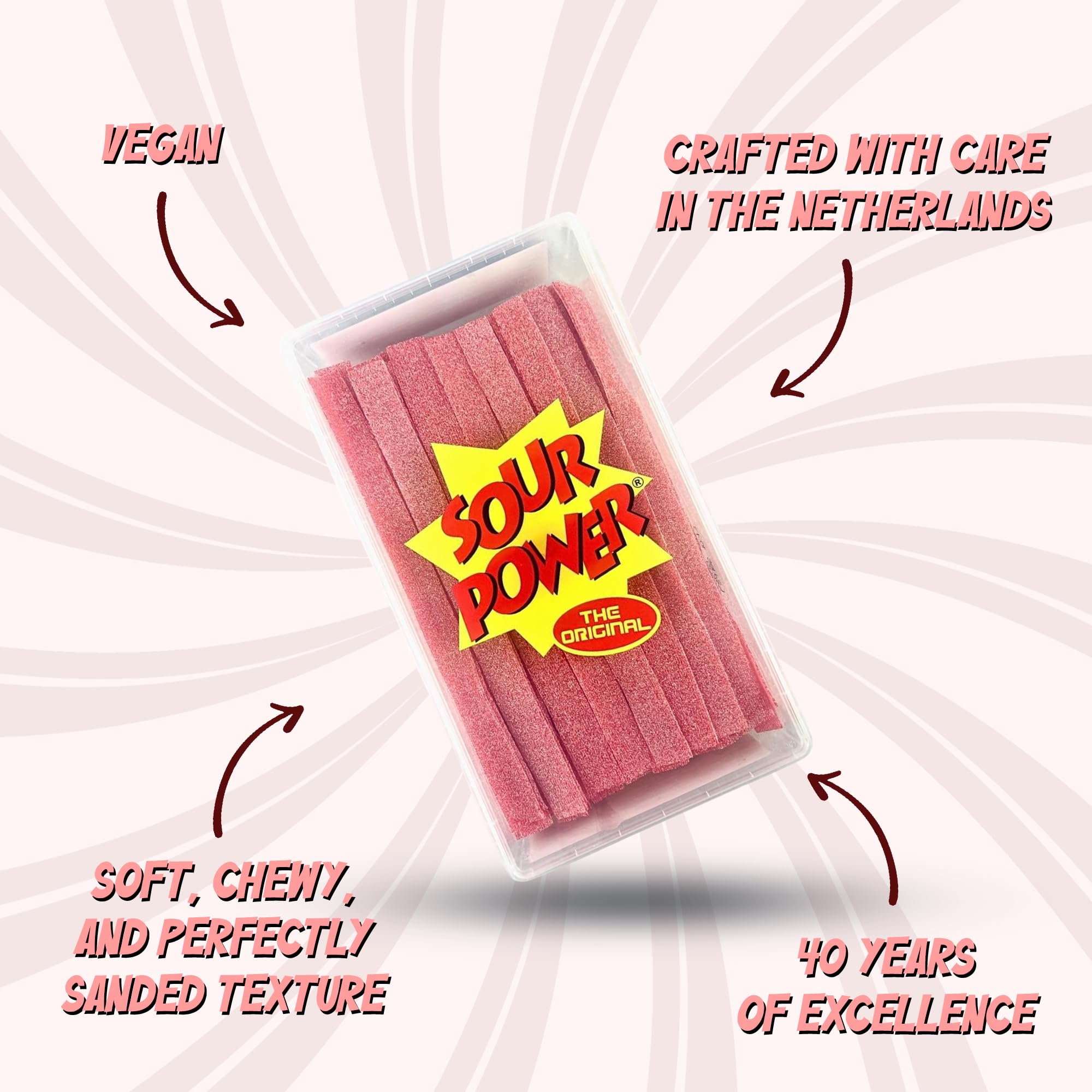 Sour Power Belts shown on skewers for colorful candy kabobs