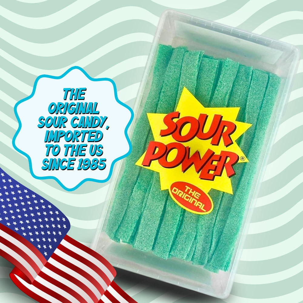 Sour Power Green Apple Candy Belts close-up texture showing tangy-sweet appeal.