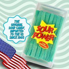 Sour Power Green Apple Candy Belts close-up texture showing tangy-sweet appeal.