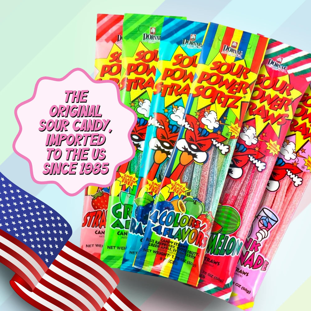 Sour Power Straws watermelon pack close-up, refreshing option for gatherings.