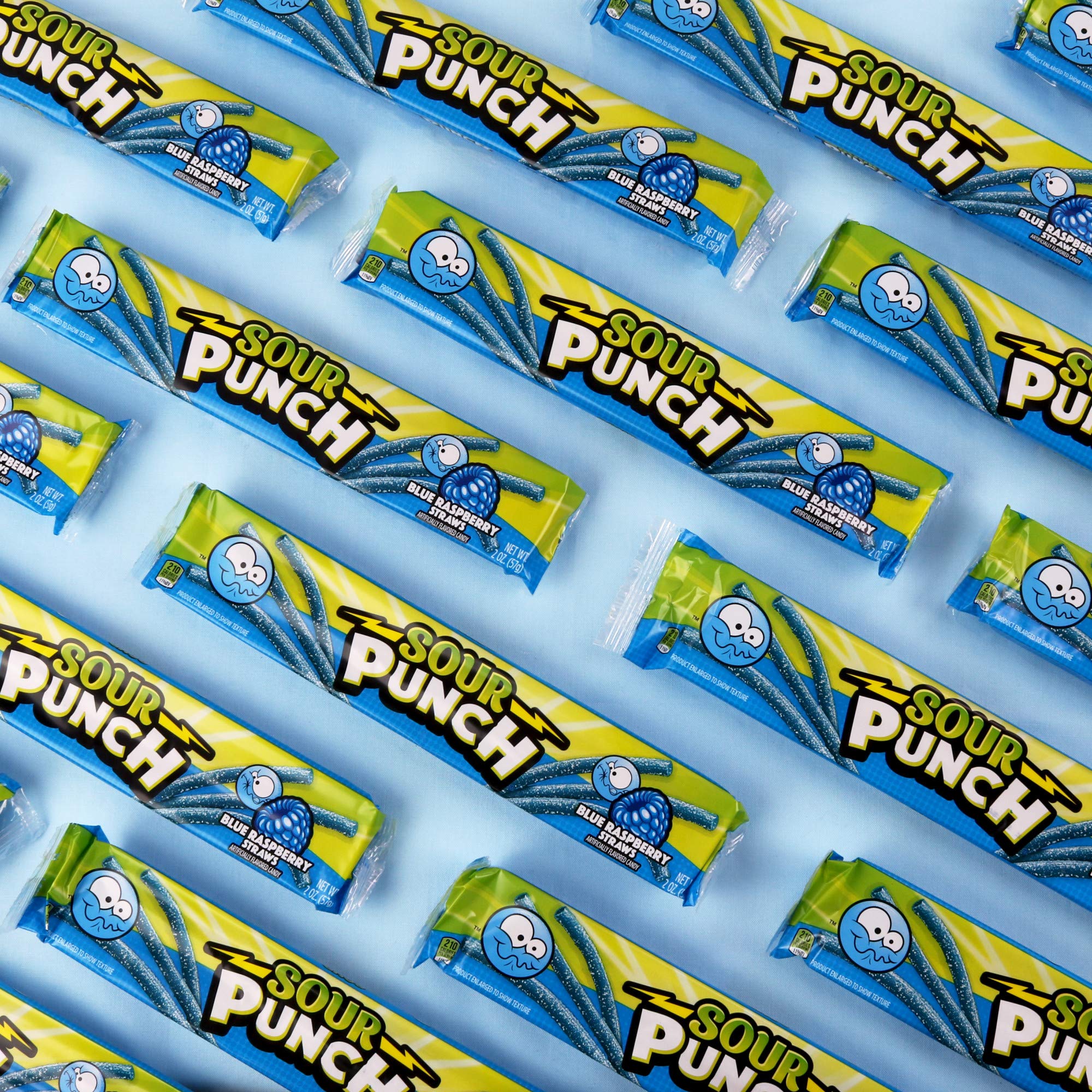 Sour Punch Blue Raspberry Straws bulk-display catches shopper attention