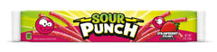 Sour Punch Strawberry Sour Straw tray close-up showing tangy sugar coating