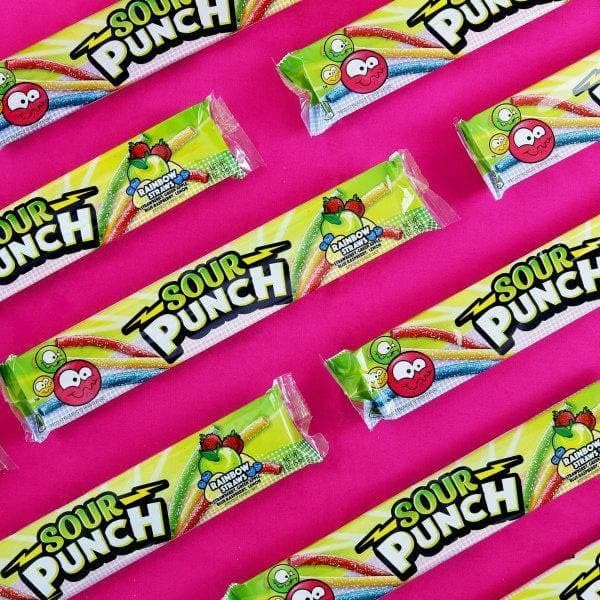 Sour Punch Straws blue raspberry flavor offers a bright tang.