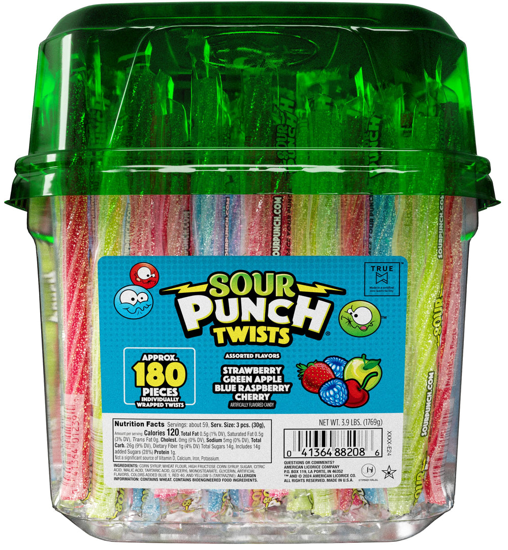 Sour Punch Twists assorted flavors ready for sharing and snacking