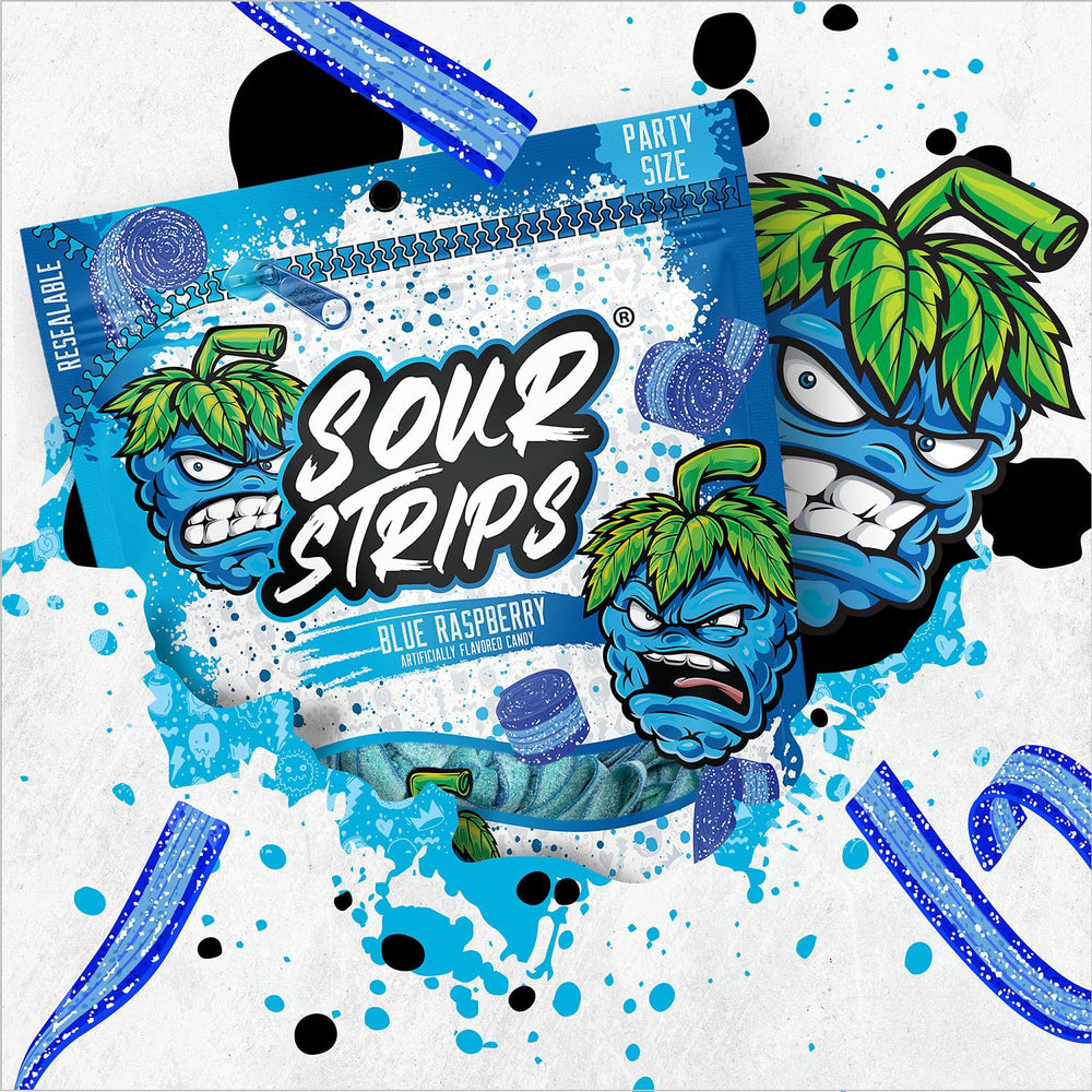 SOUR STRIPS blue raspberry gift bag idea for celebrations and holidays