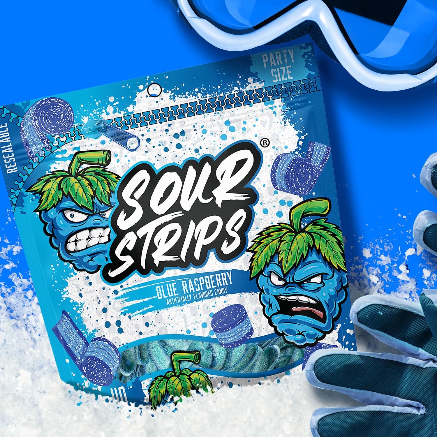 SOUR STRIPS blue raspberry enjoyed during movie night for a playful snack