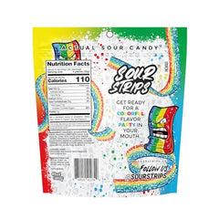 Closeup of rainbow flavors in SOUR STRIPS chewy candy.