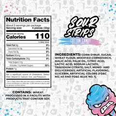 SOUR STRIPS closeup of sour belts highlighting bold tanginess and chewy texture