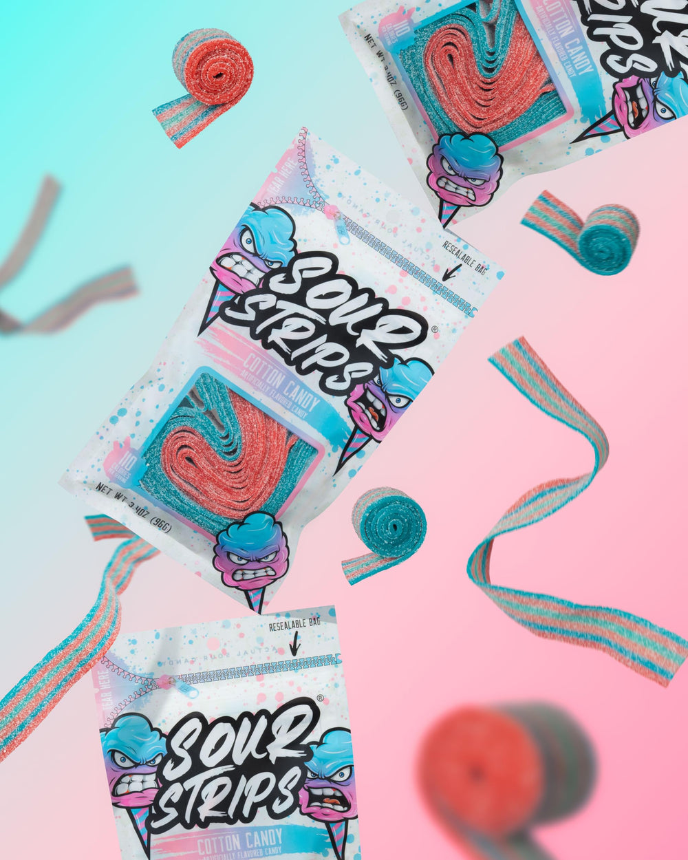 SOUR STRIPS resealable bags keep candy fresh between uses and trips