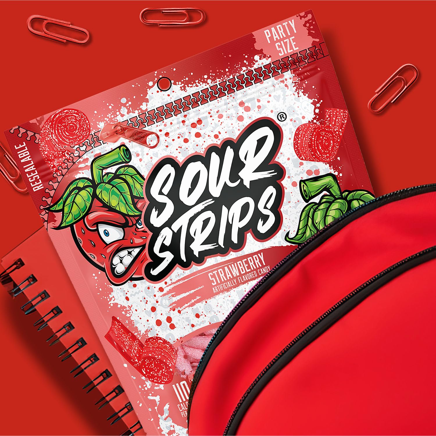 SOUR STRIPS candy in a decorative dish, ideal for sharing at parties.