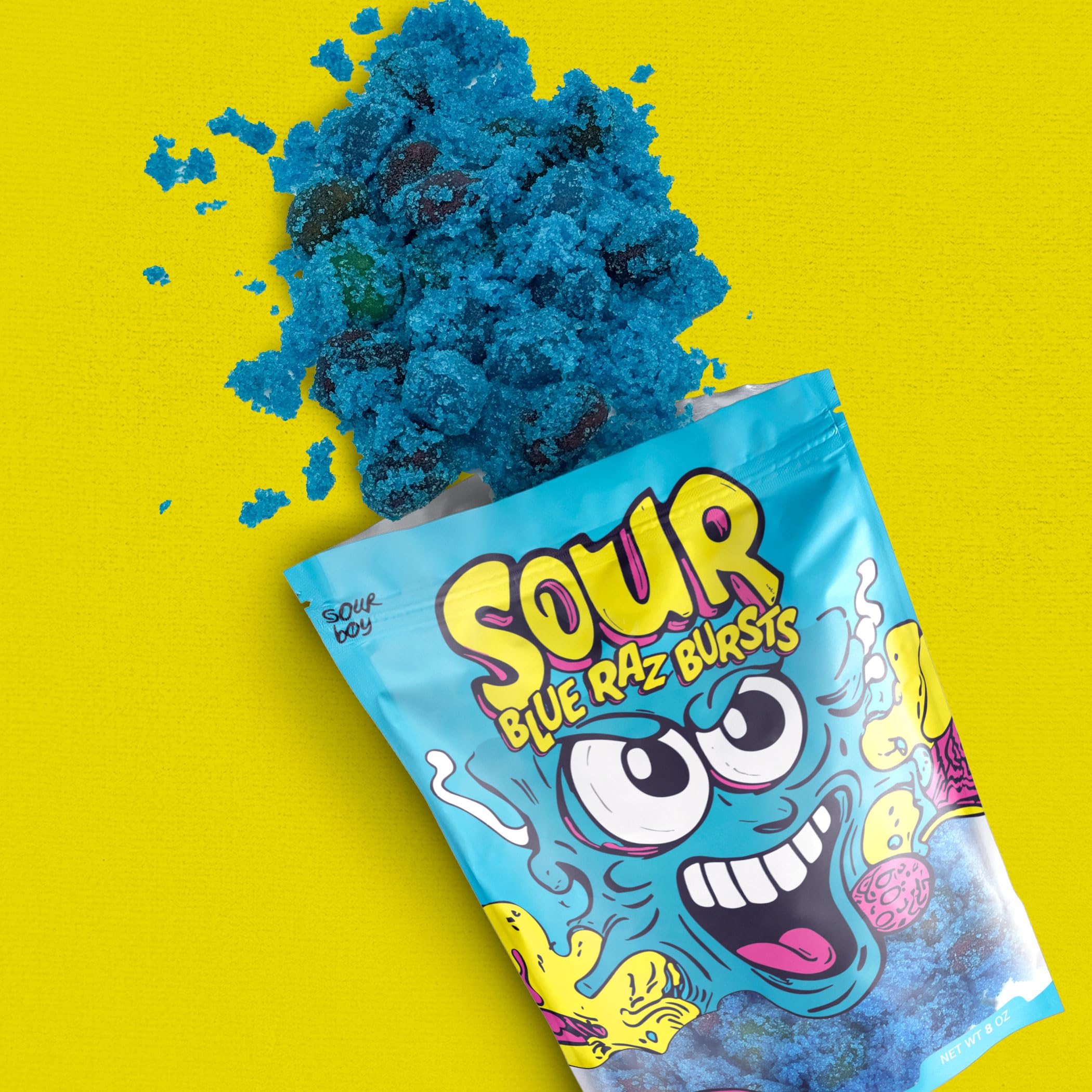 Sourboy Blue Raspberry Gushers come in a convenient resealable bag.
