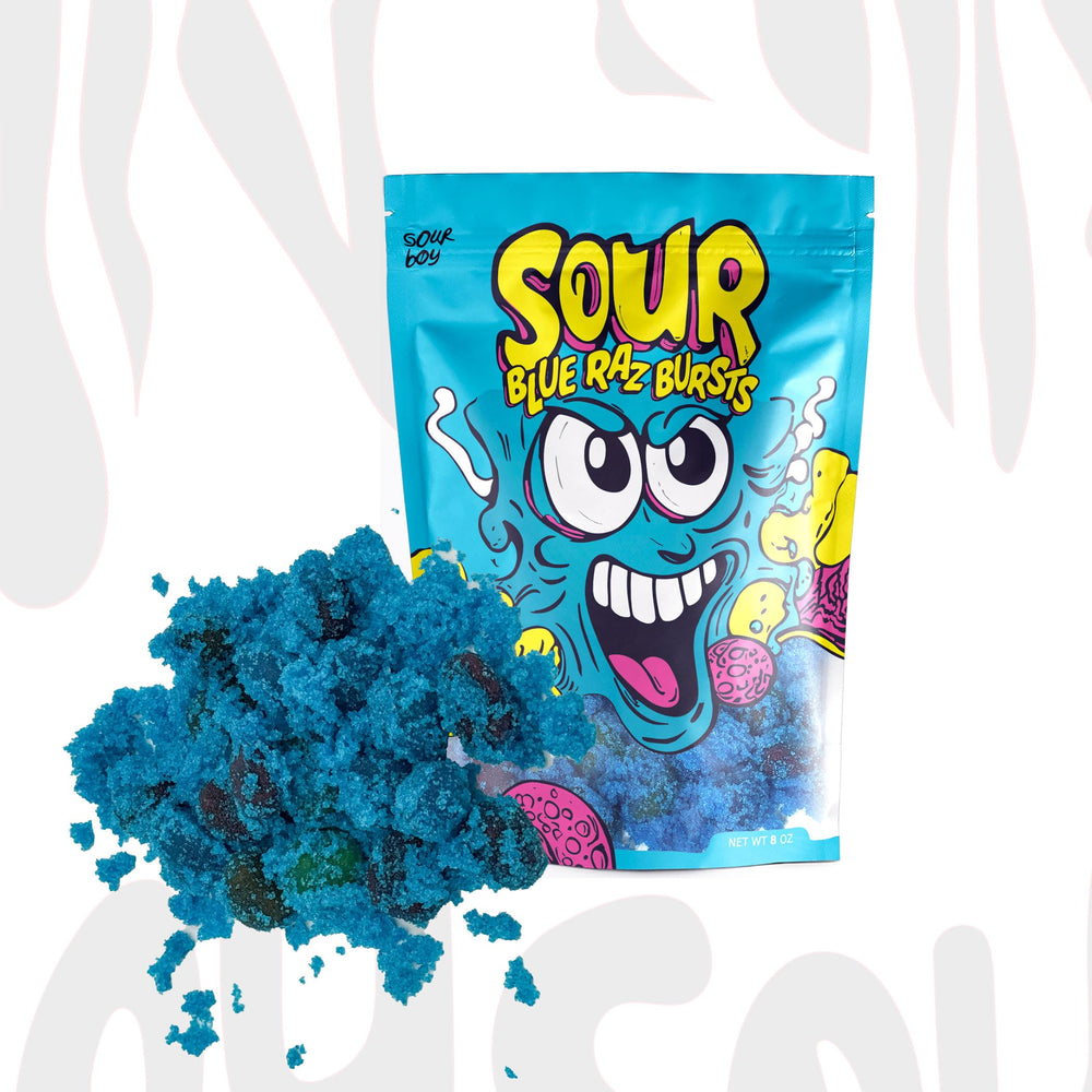 Sourboy Blue Raspberry Gushers highlighted for social media viral trend.