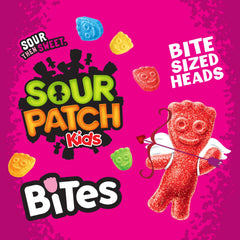 Sour Patch Kids Bites mini-head gummies closeup highlighting chewy texture.