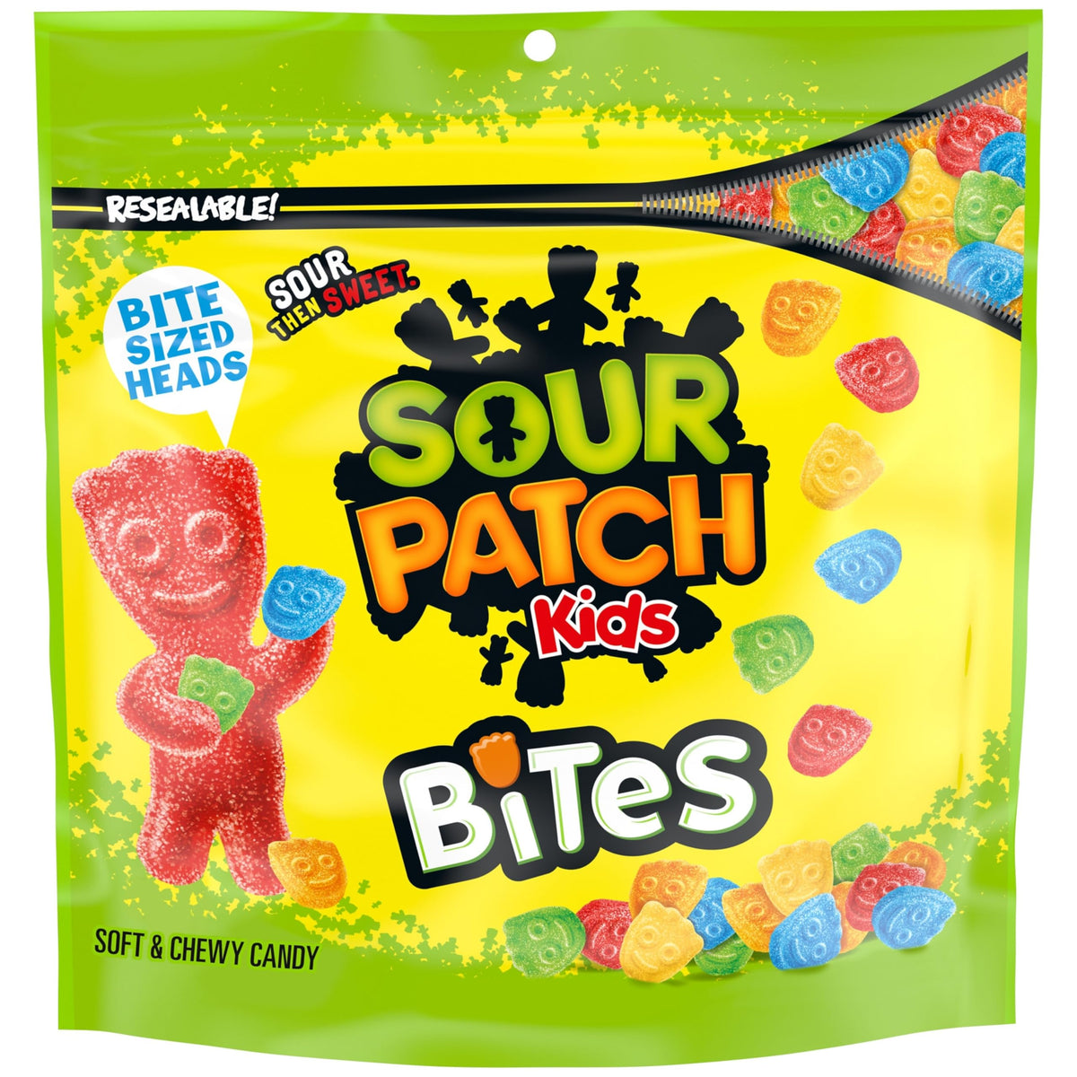 SOUR PATCH KIDS Bites package open for quick tangy snacking at home
