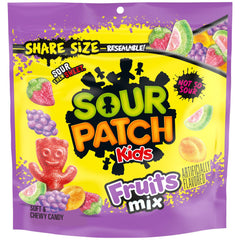 SOUR PATCH KIDS Fruits Mix bag shows soft, chewy candies ideal for sharing.