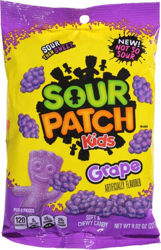 Sour Patch Kids Grape bag front features the classic tart-sweet appeal