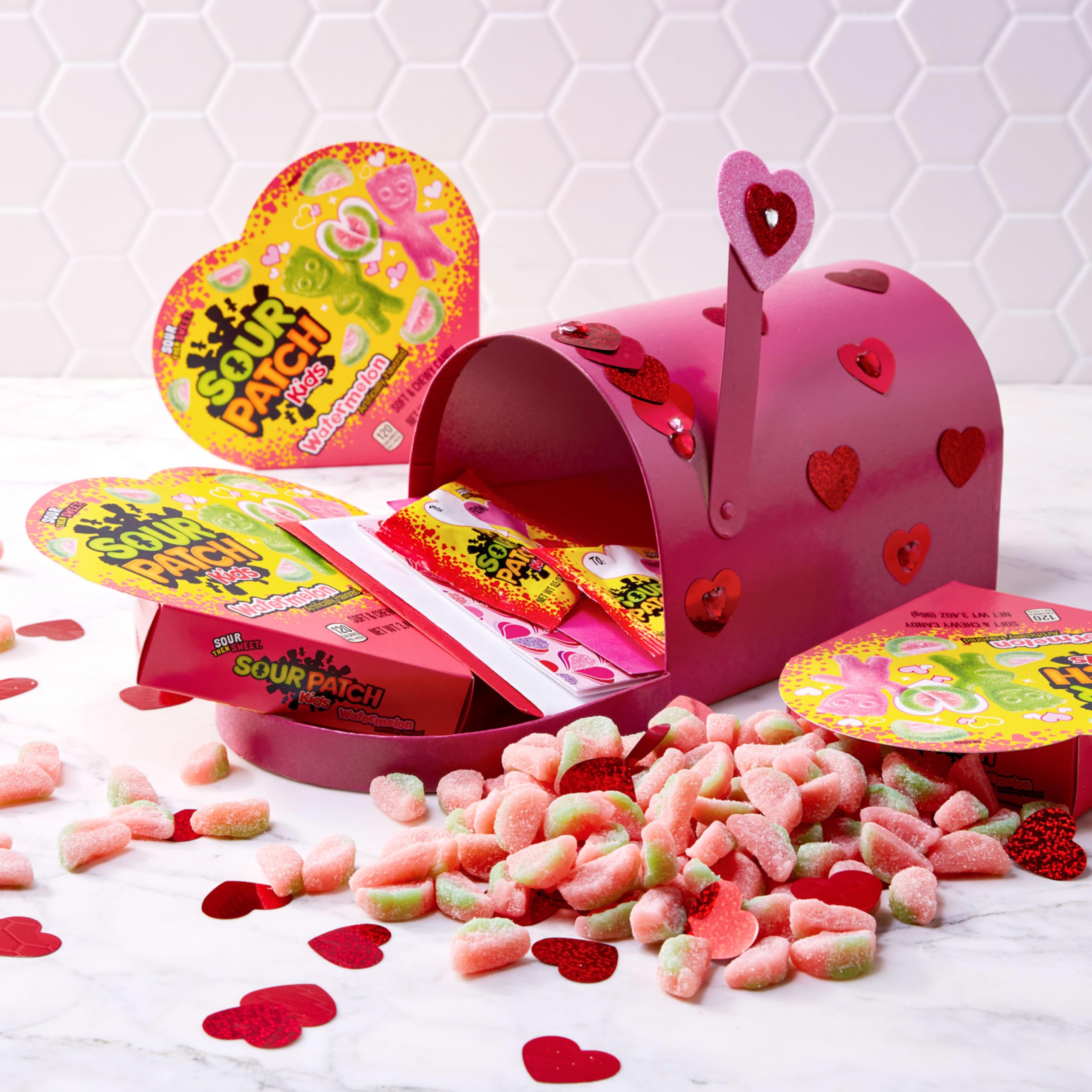 Sour Patch Kids Watermelon packaging detail highlights compact size for gift boxes