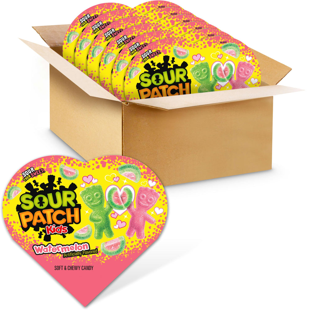 Sour Patch Kids Watermelon heart box six-pack, perfect for gift-ready Valentine celebrations