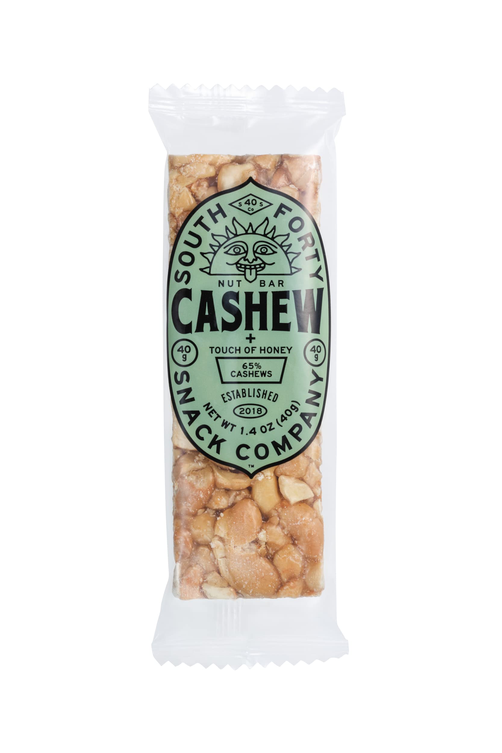 South 40 Cashew Bar honey drizzle suggesting natural sweetness