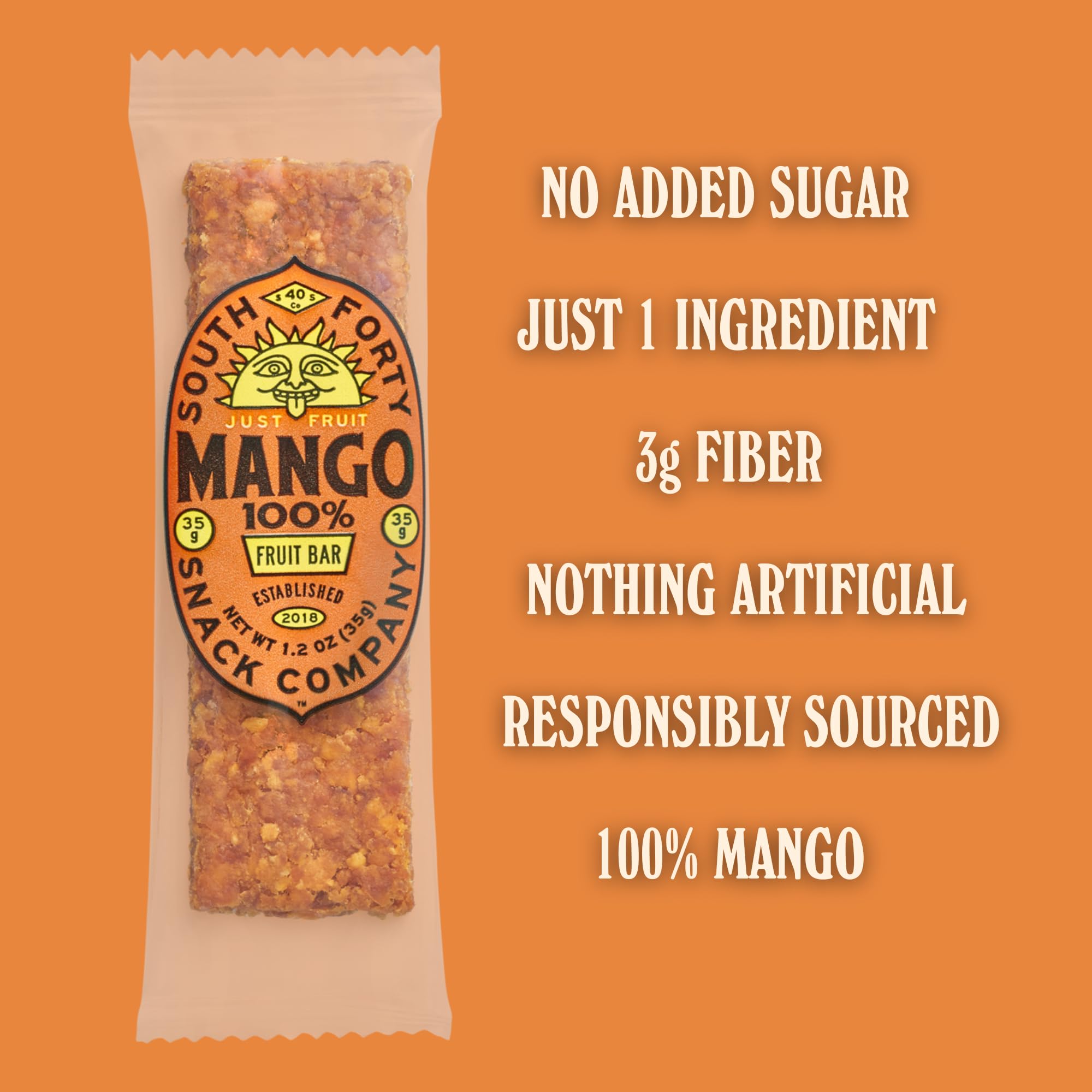 South 40 mango bar featuring 100 percent mango and natural sweetness.