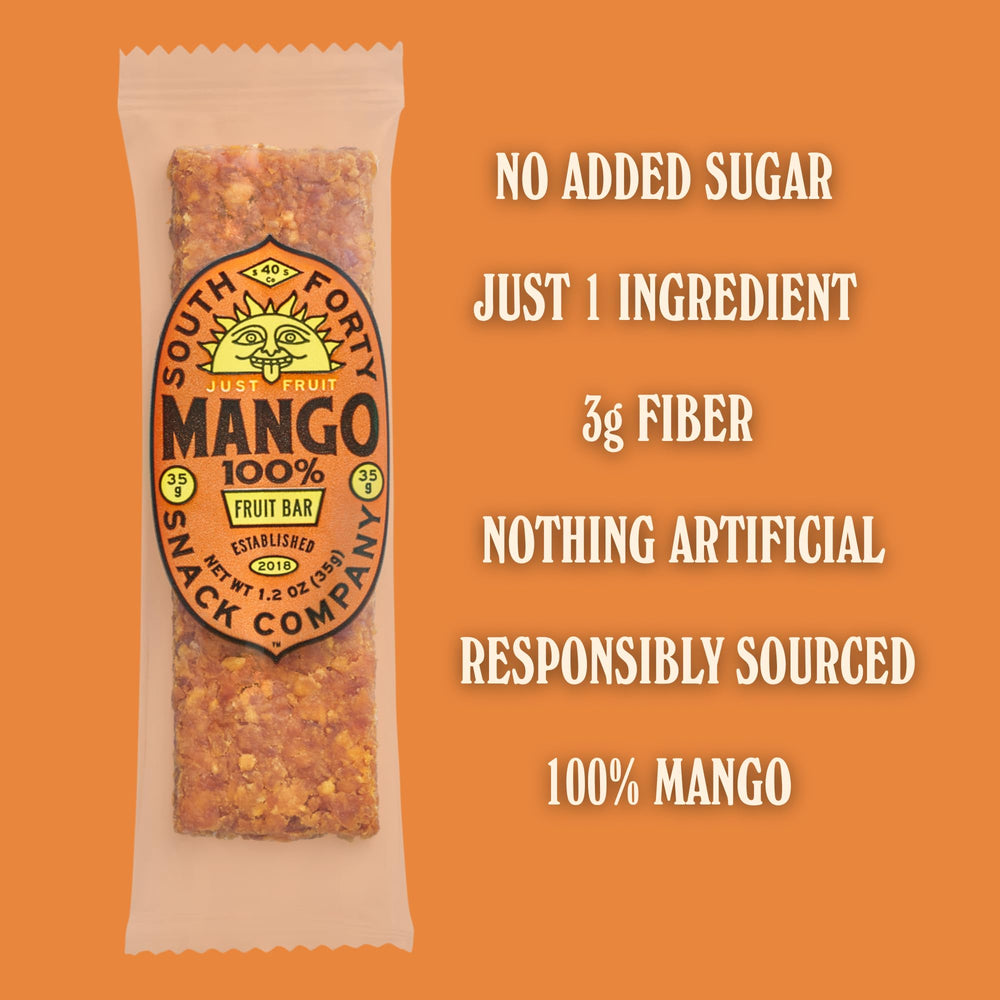 South 40 mango bar featuring 100 percent mango and natural sweetness.