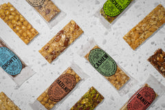 South 40 Honey-draped bars close-up highlights natural sweetness and real ingredients.
