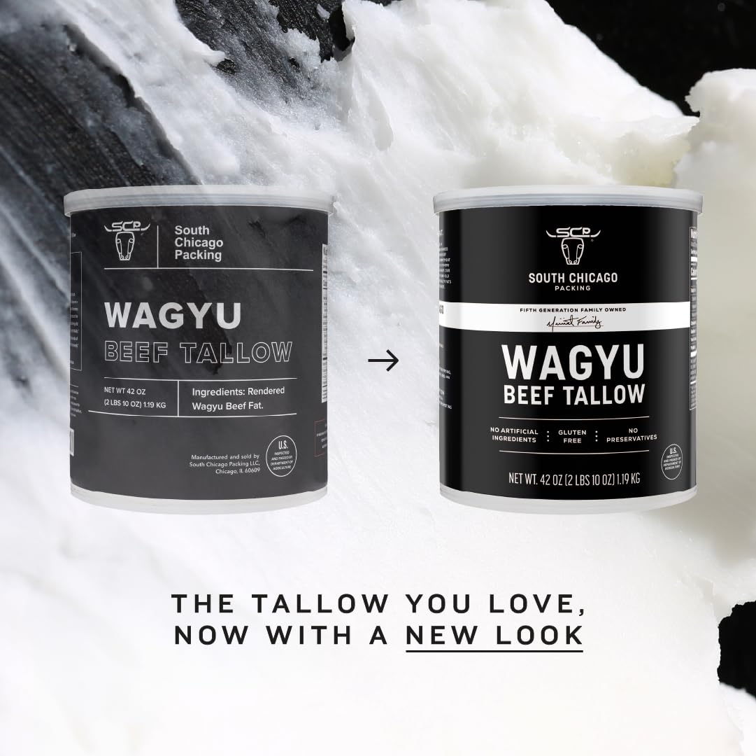 Ingredients-only label closeup on Wagyu Tallow for clean eating appeal.