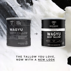 Ingredients-only label closeup on Wagyu Tallow for clean eating appeal.