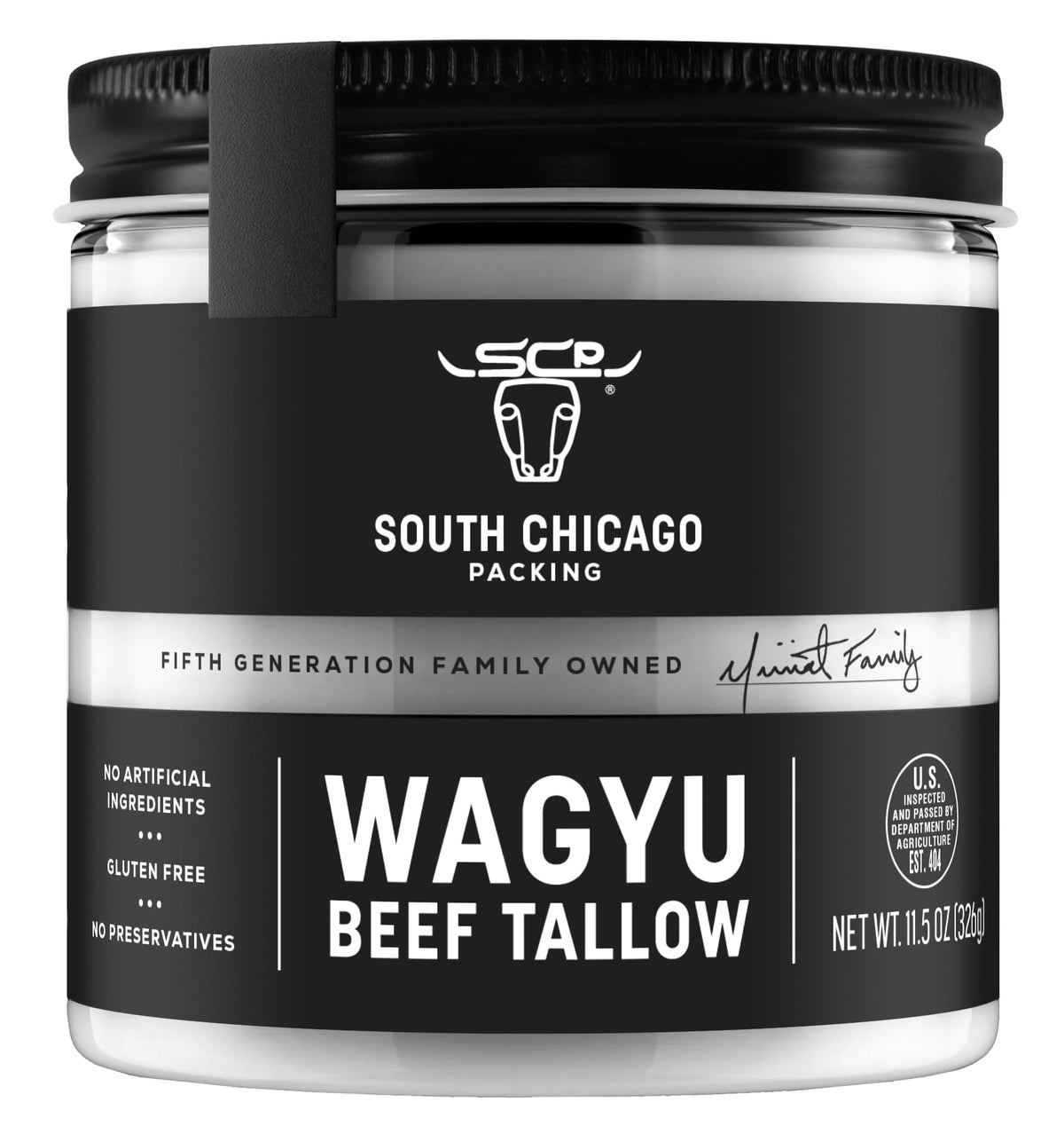 South Chicago Packing Wagyu Tallow jar in pantry, a versatile cooking staple.