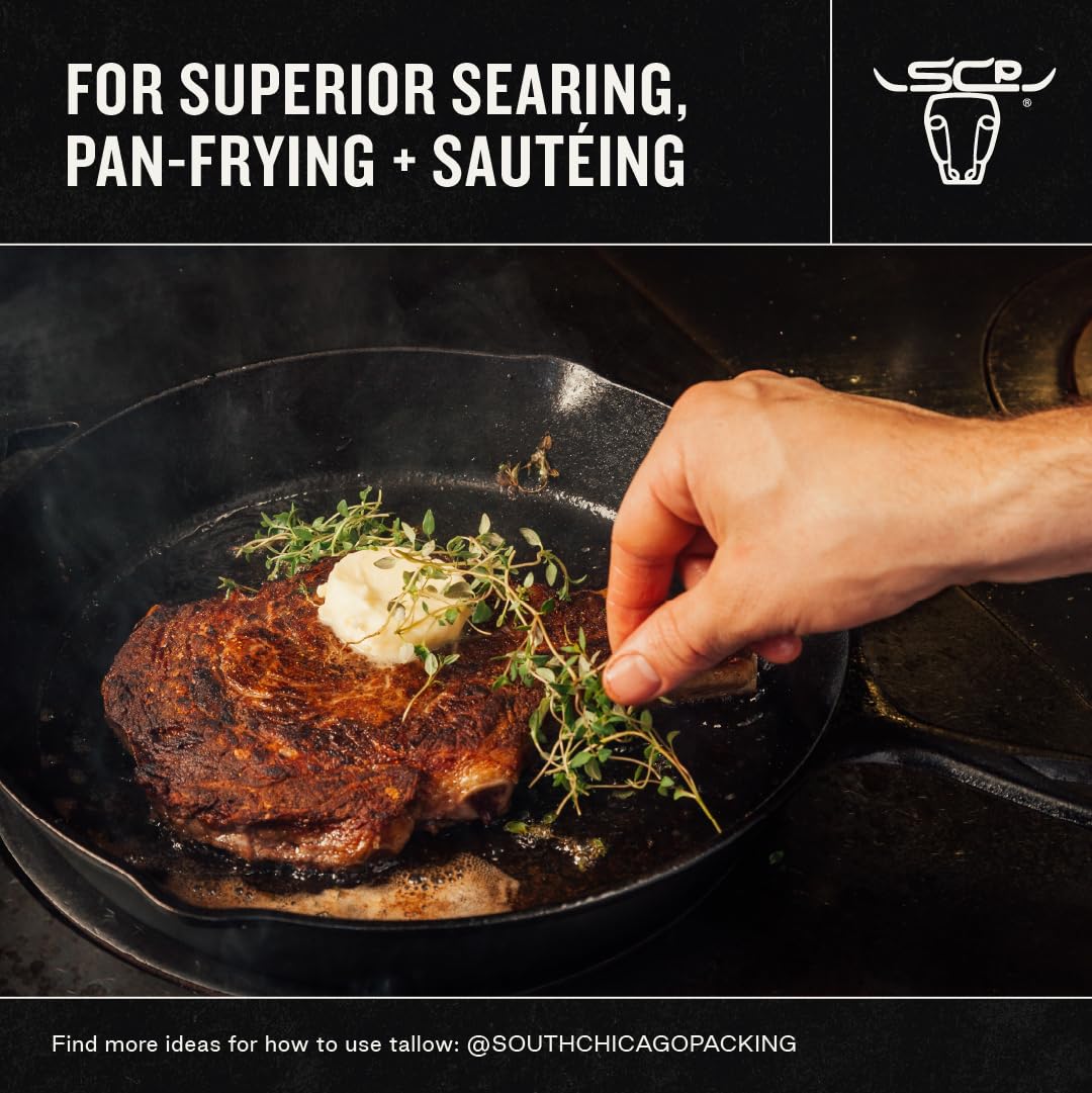 Keto-friendly Wagyu Tallow ideal for high-heat frying and searing.