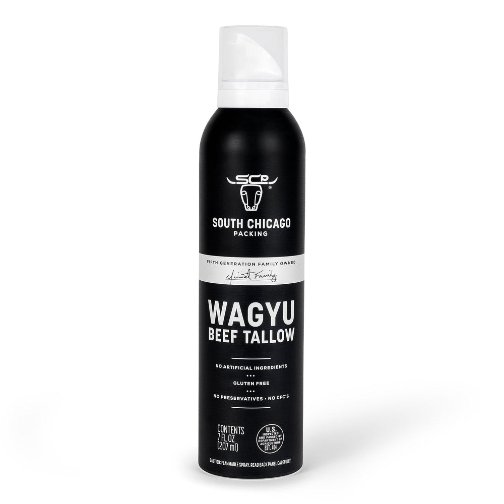 South Chicago Packing Wagyu Tallow Spray bottle delivering umami-rich flavor.