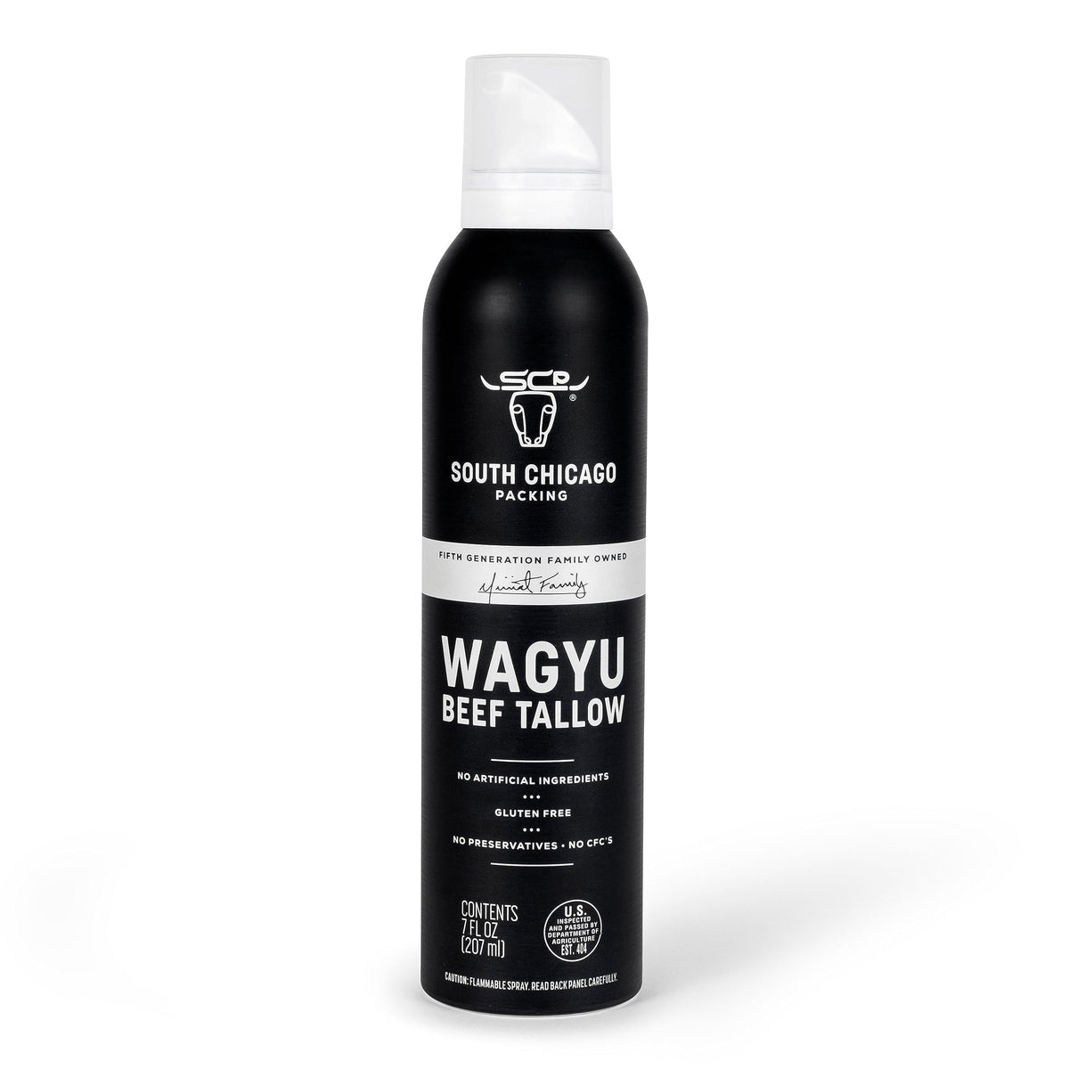 South Chicago Packing Wagyu Tallow Spray bottle delivering umami-rich flavor.