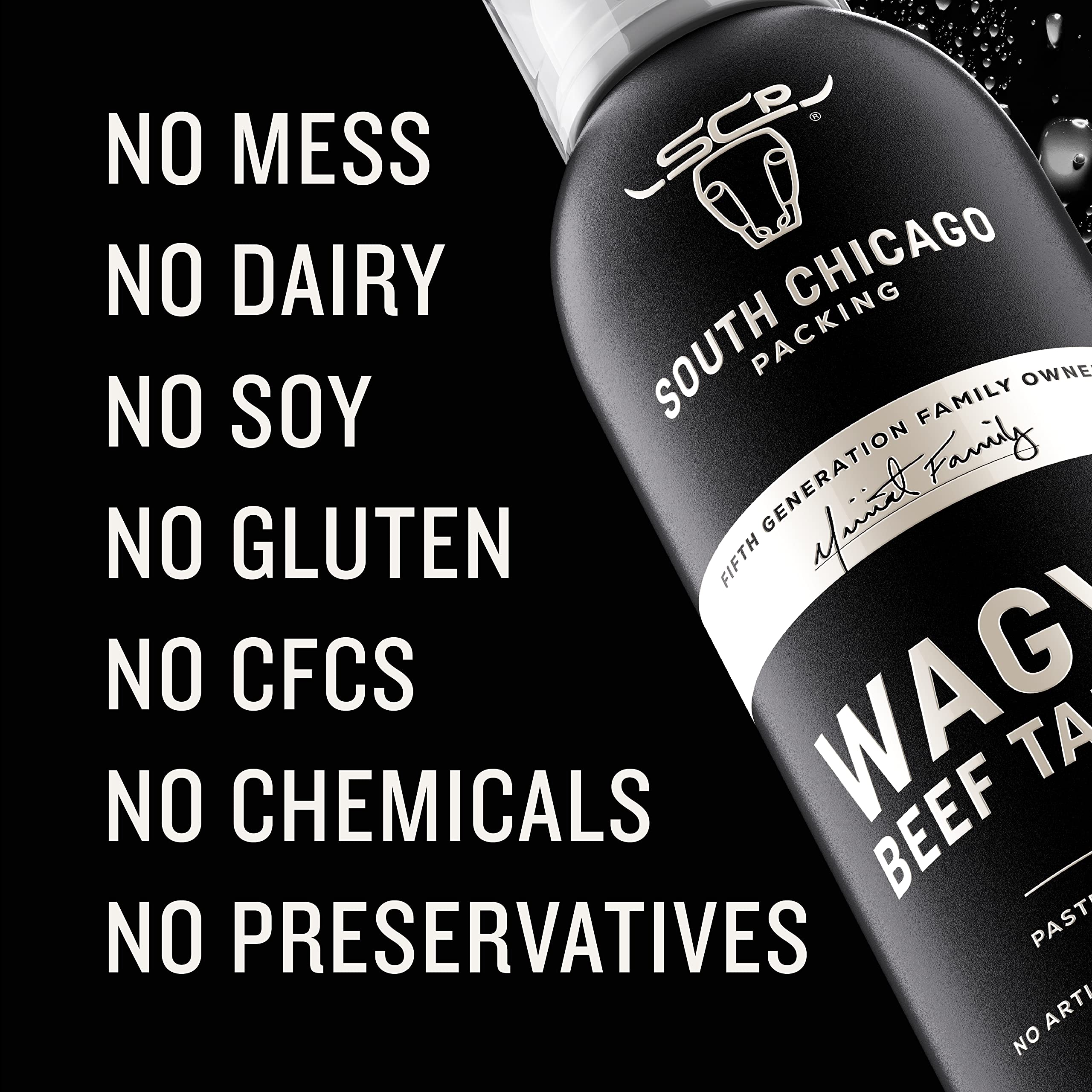 South Chicago Packing Wagyu Tallow Spray evenly coats skillet for sauté.