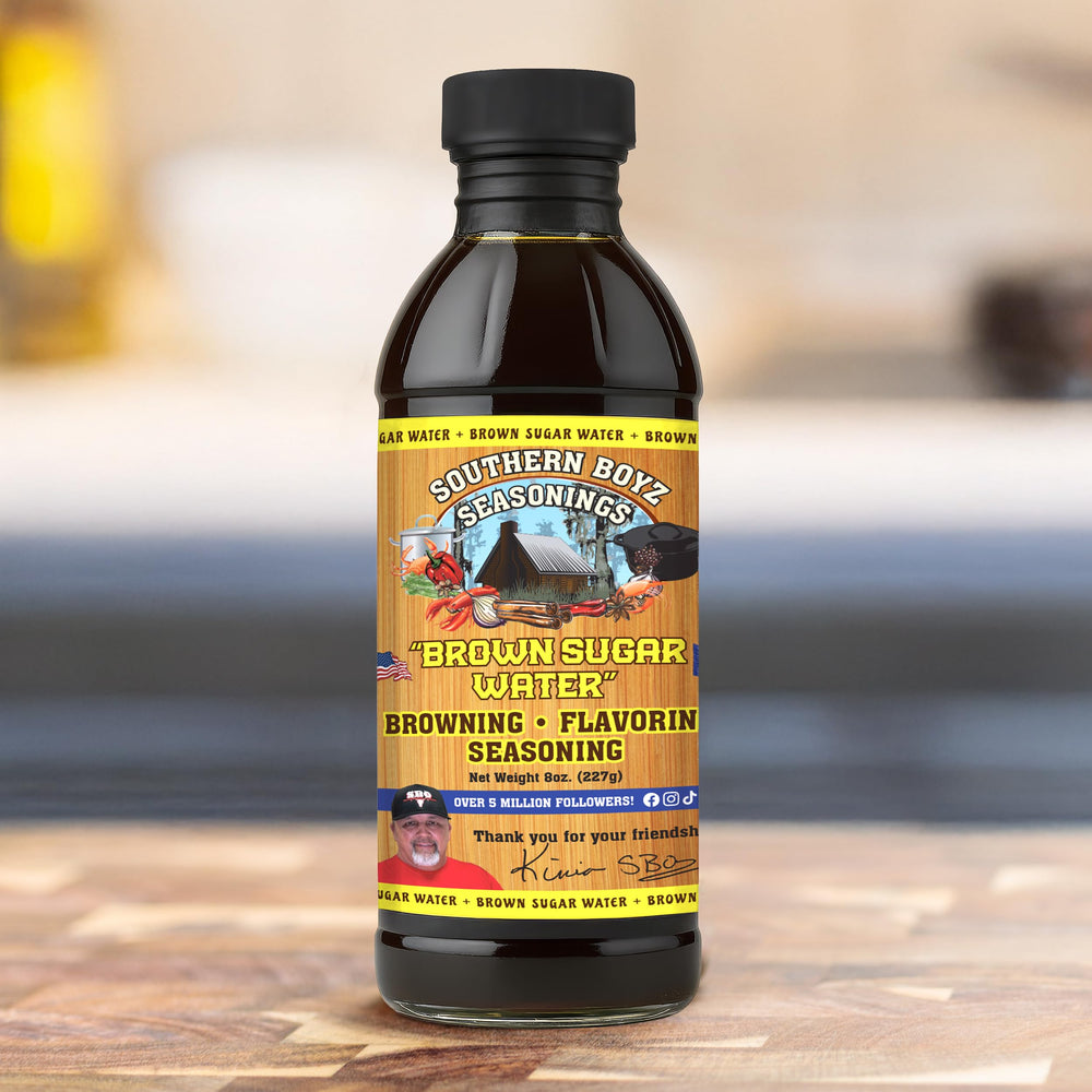 SBO Southern Boyz Outdoors Brown Sugar Water glaze for brisket creates rich color.