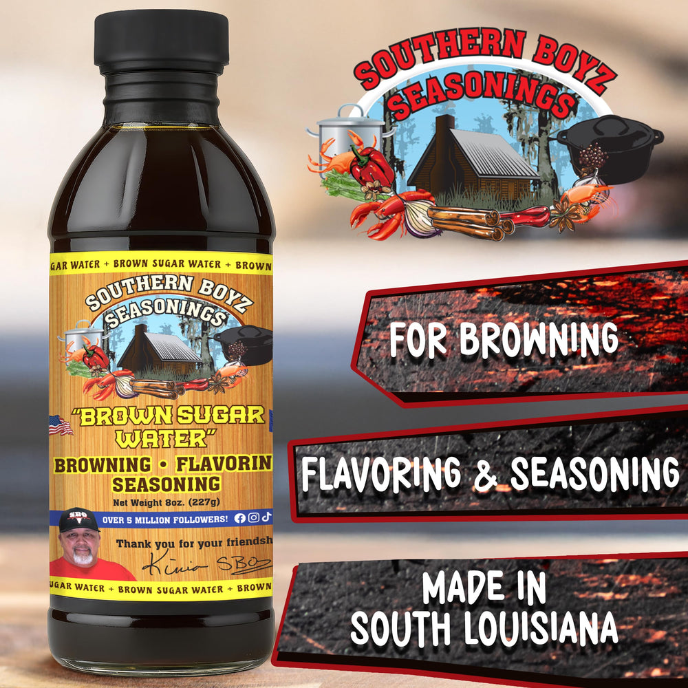 SBO Southern Boyz Outdoors Brown Sugar Water pour captures glaze for ribs.