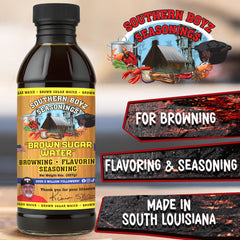 SBO Southern Boyz Outdoors Brown Sugar Water pour captures glaze for ribs.