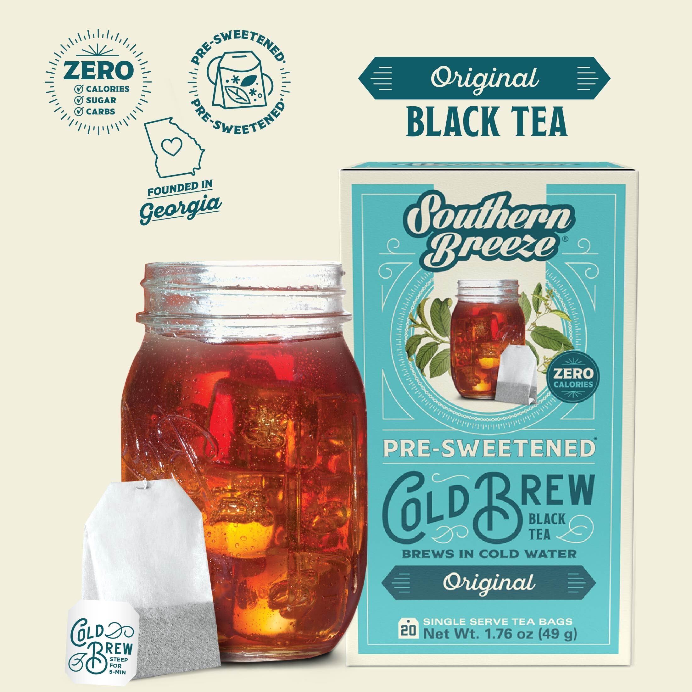 Southern Breeze iced tea ready in minutes, zero sugar option for refreshing moments.