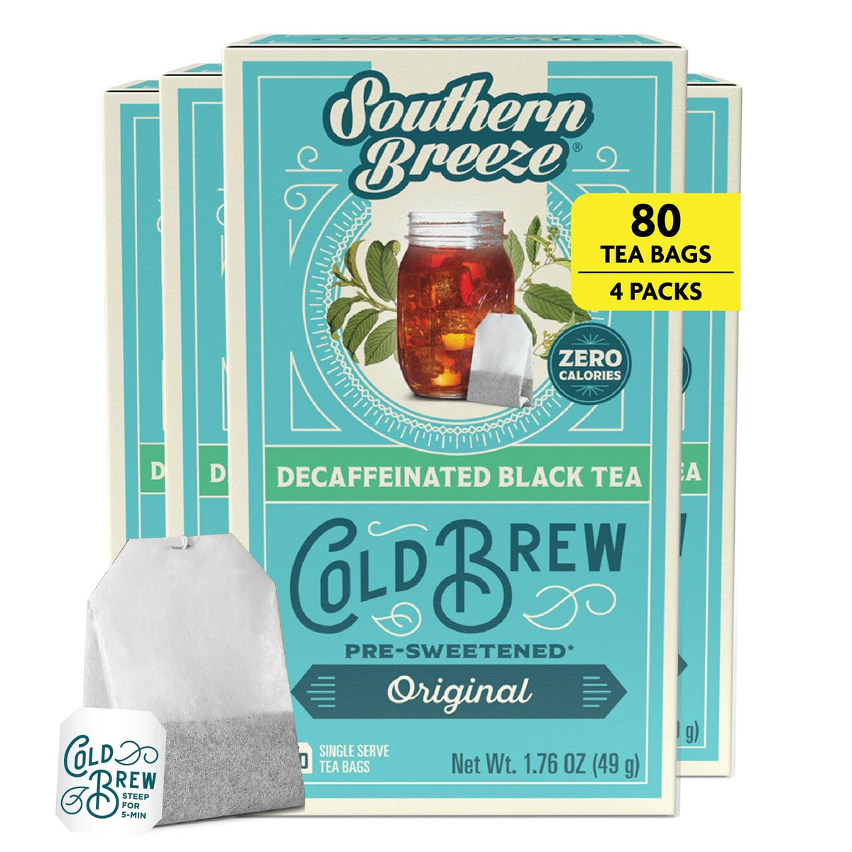 Southern Breeze decaf cold brew sweet tea box, ready for quick sugar-free iced tea